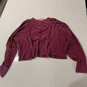 Free People Red Cropped Long Sleeve Hoodie